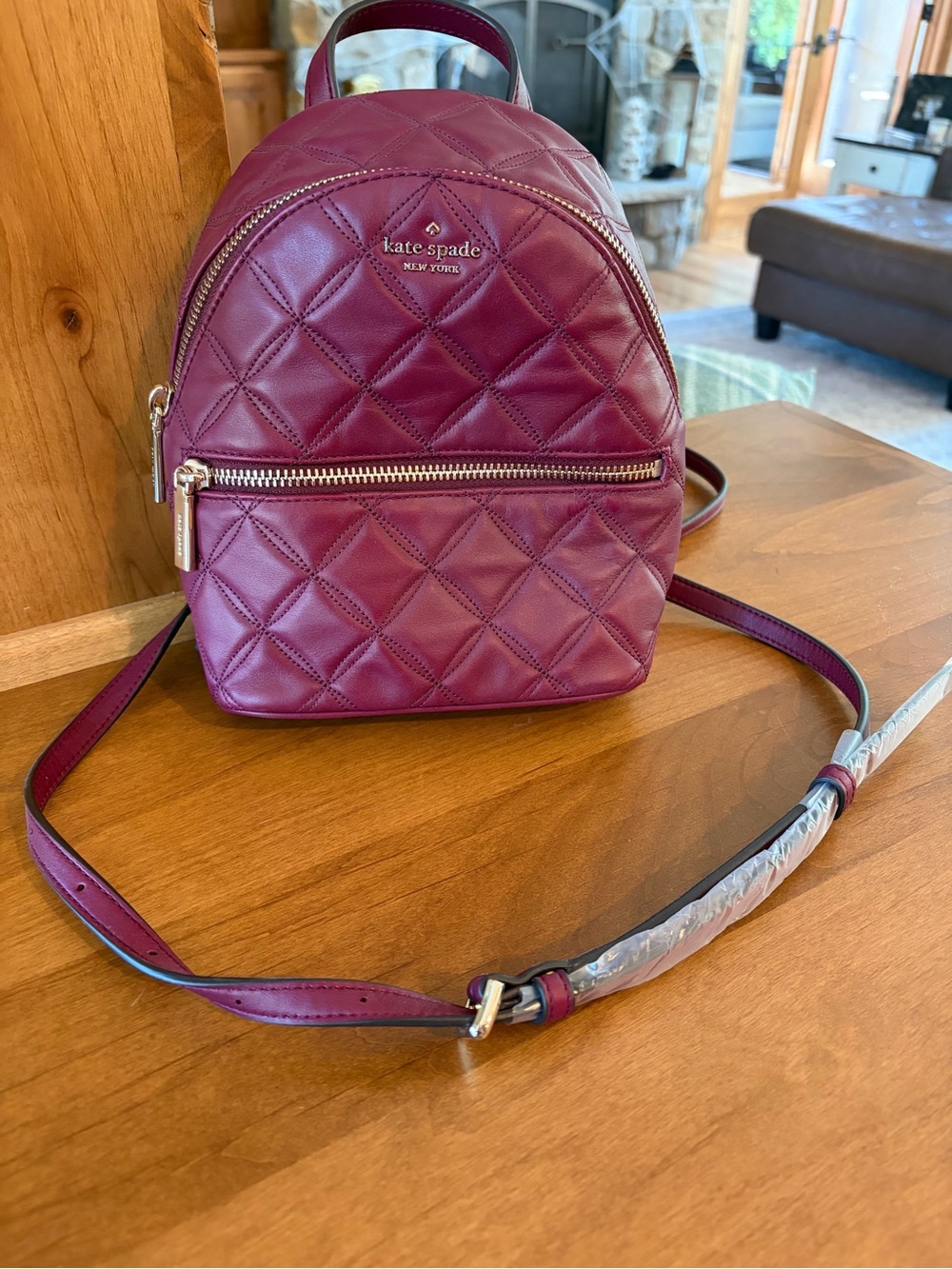 kate spade Quilted Mini Backpack in Wine